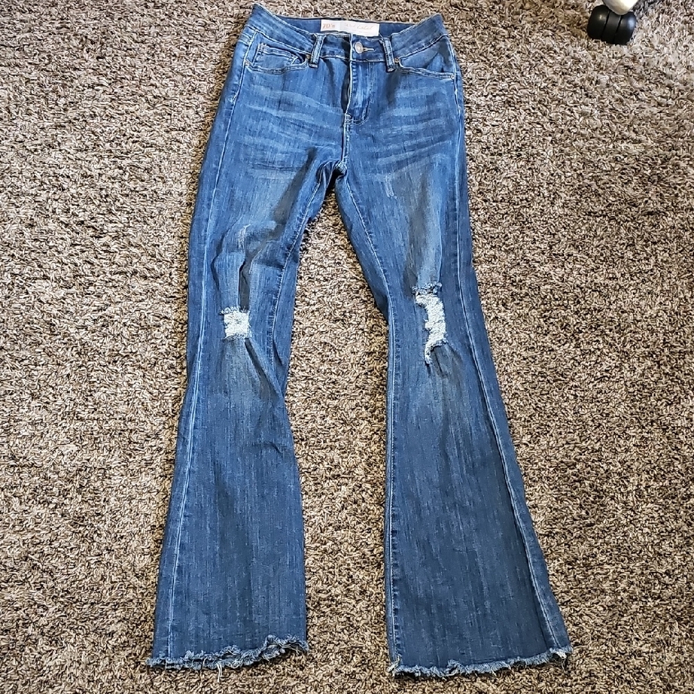 NWOT Pink Label Light Washed Distressed Flare Jeans – Juniors 1
